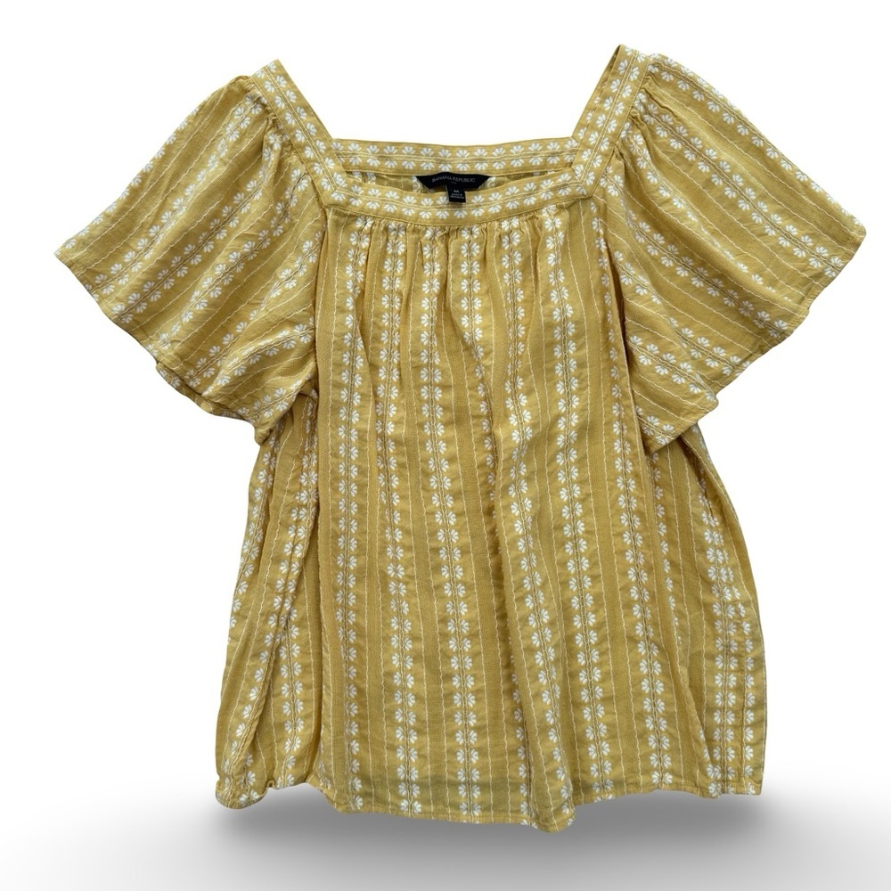 Banana Republic Yellow Smocked‎ Blouse
